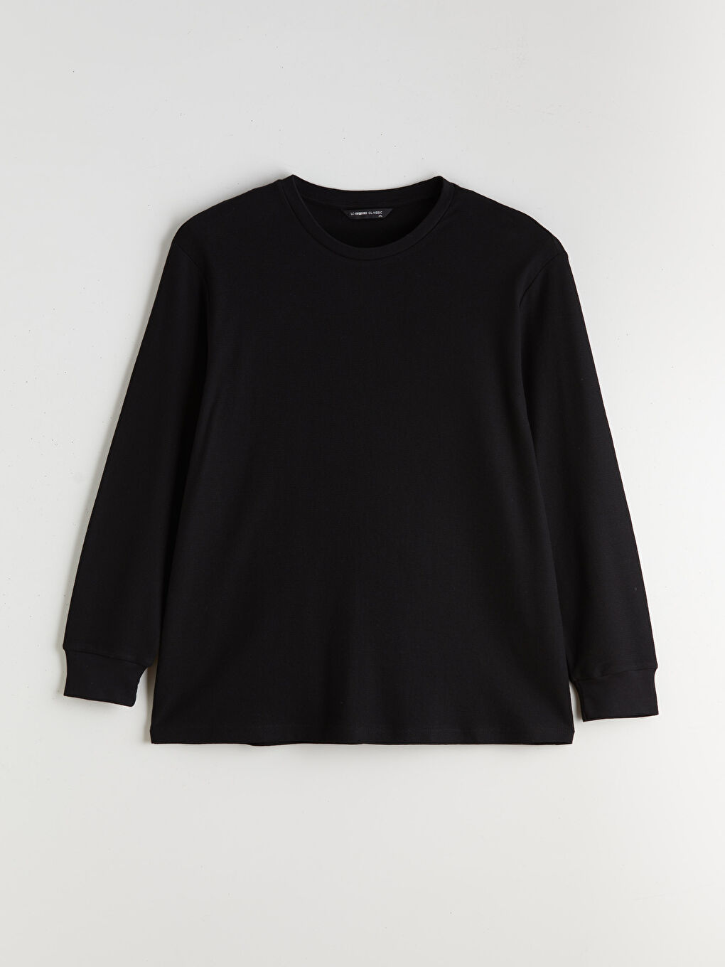 Siyah Büyük Beden Bisiklet Yaka Erkek Sweatshirt-4