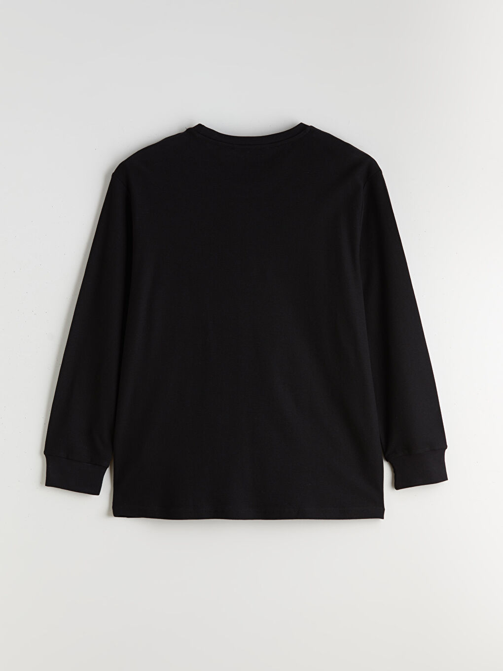 Siyah Büyük Beden Bisiklet Yaka Erkek Sweatshirt-5