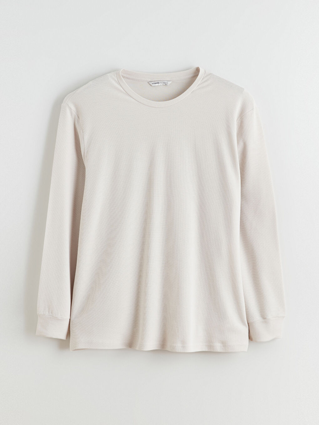 Bej Büyük Beden Bisiklet Yaka Erkek Sweatshirt-4