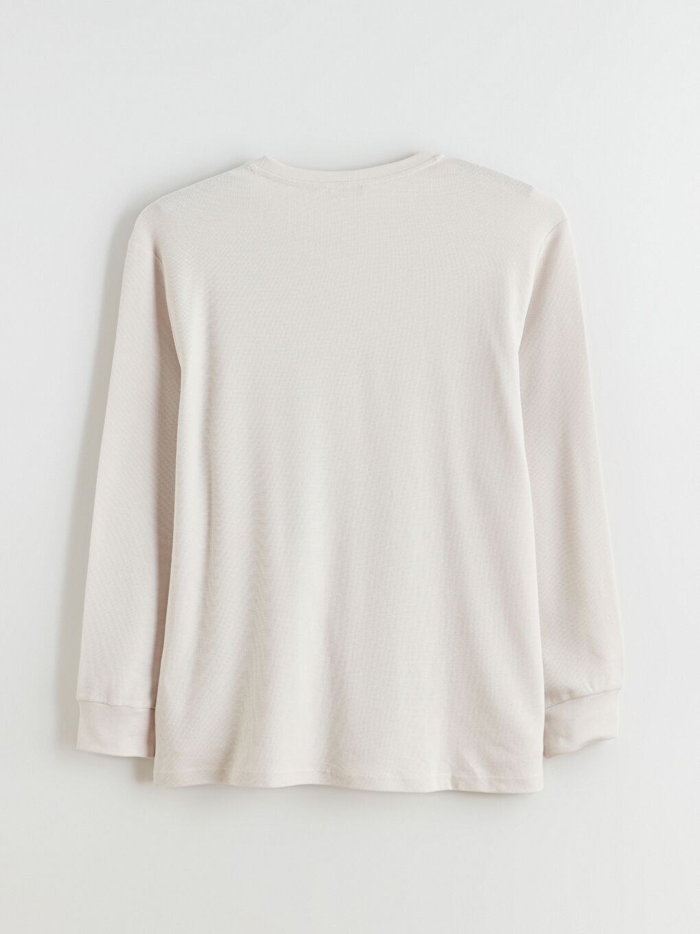 Bej Büyük Beden Bisiklet Yaka Erkek Sweatshirt-5