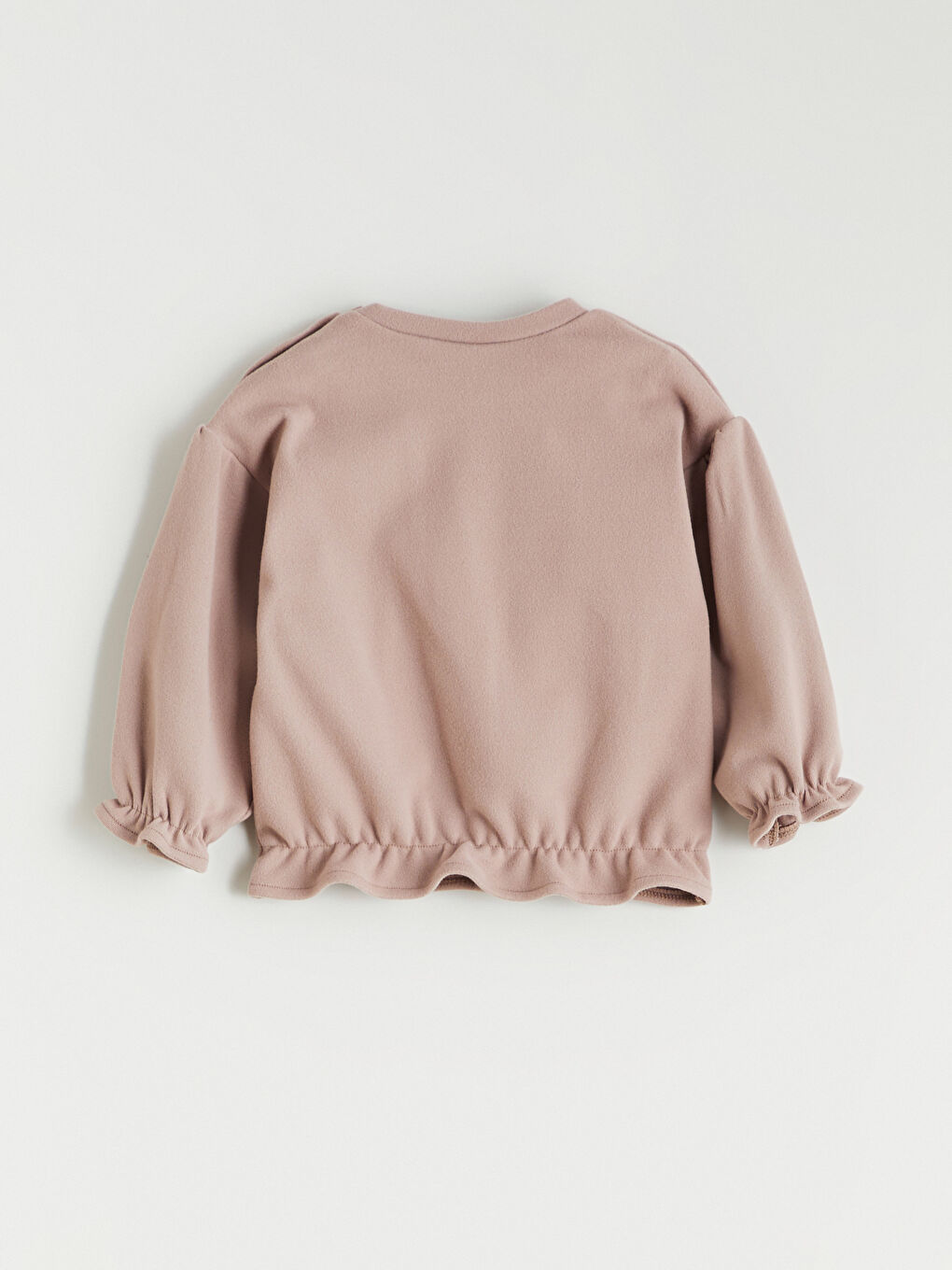 Kahverengi Çiçek Baskılı Fırfırlı Kız Bebek Sweatshirt ve Eşofman Altı-2