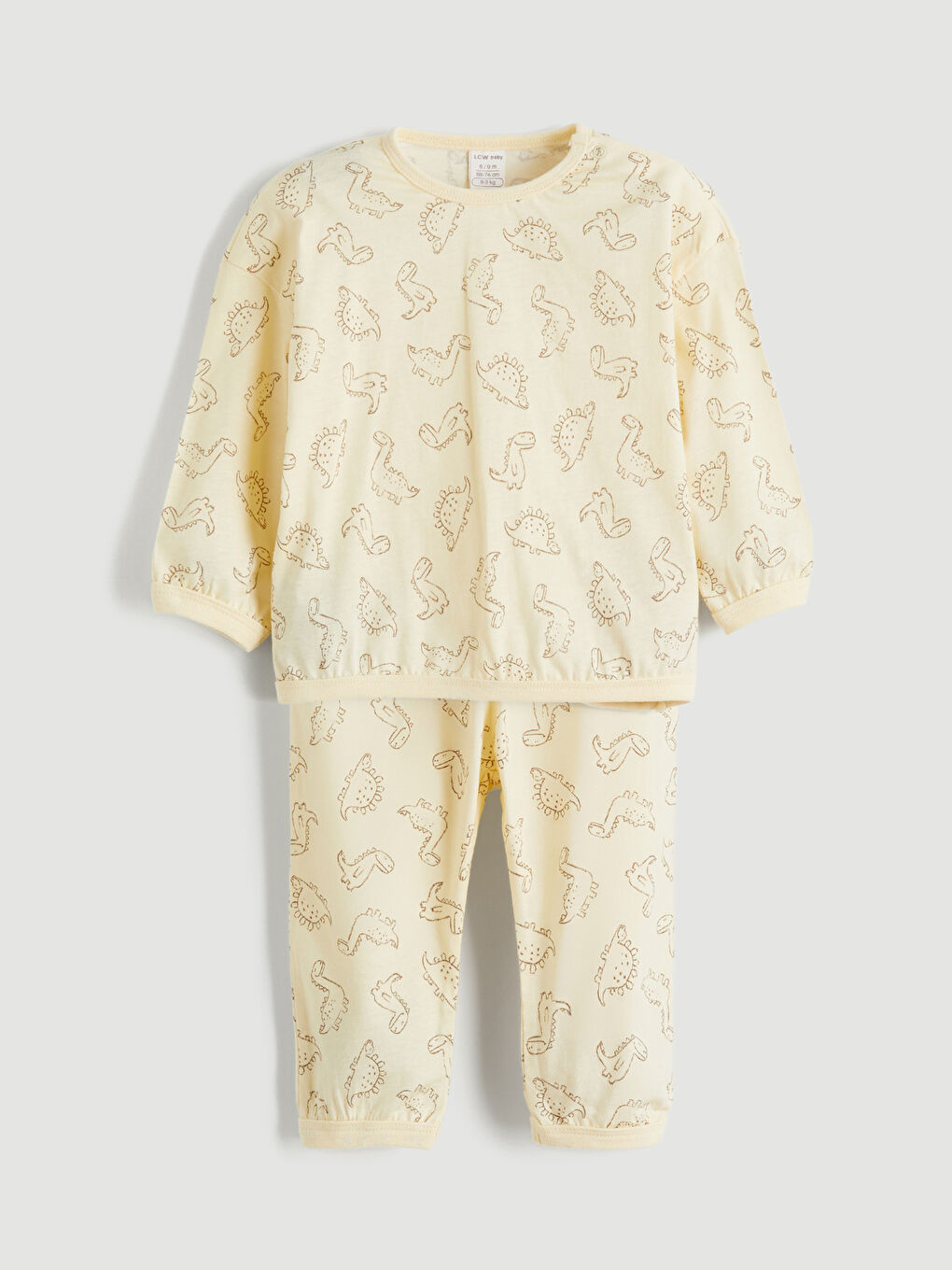 Ekru Bisiklet Yaka Erkek Bebek Pijama Takımı