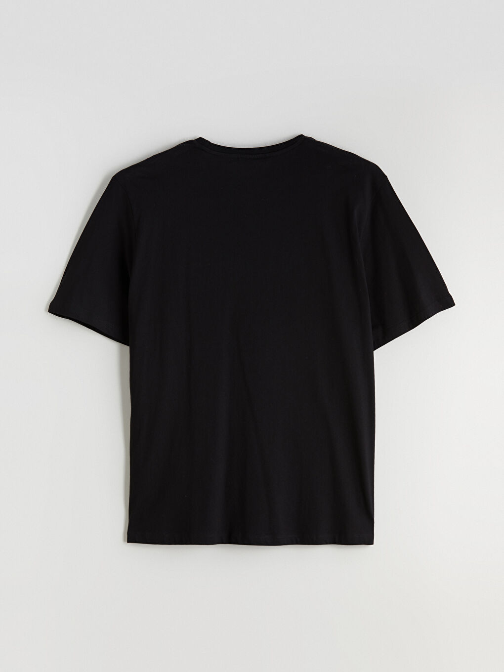 Siyah Büyük Beden Bisiklet Yaka Baskılı Penye Erkek Tişört-6