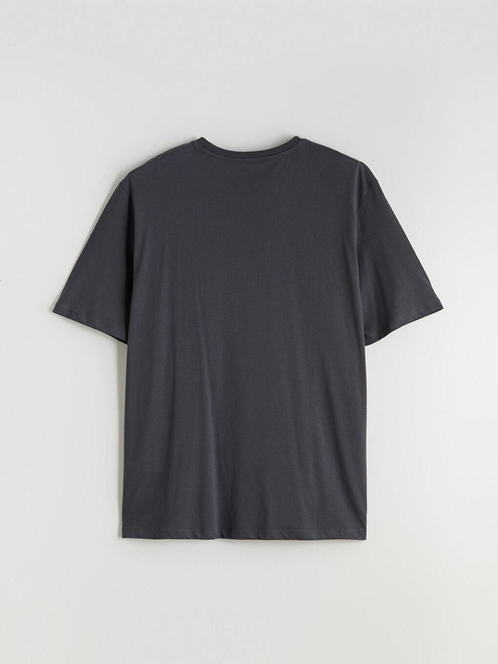 Antrasit Büyük Beden Bisiklet Yaka Baskılı Penye Erkek Tişört-5