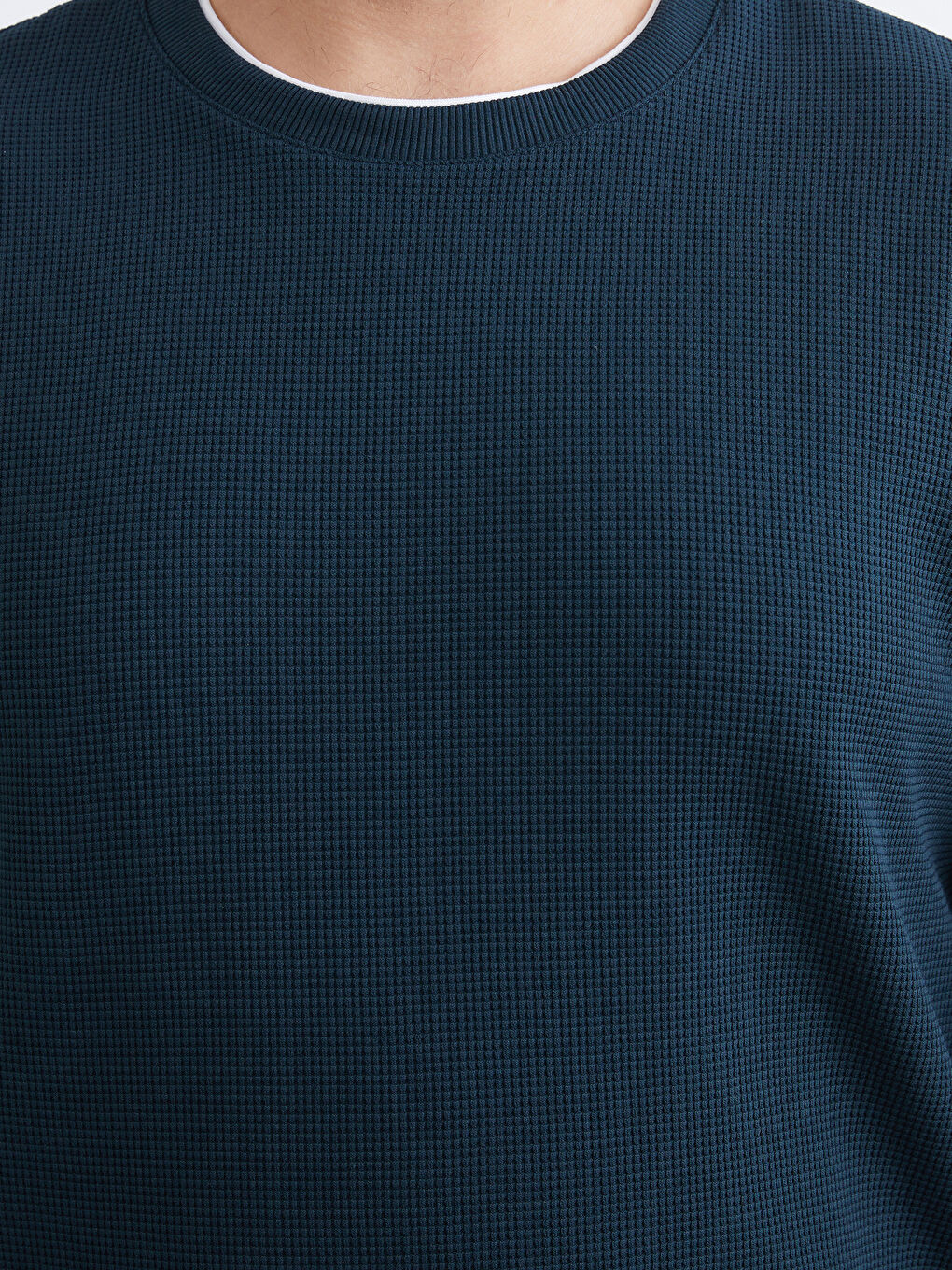 Yeşil Büyük Beden Bisiklet Yaka Erkek Sweatshirt-2