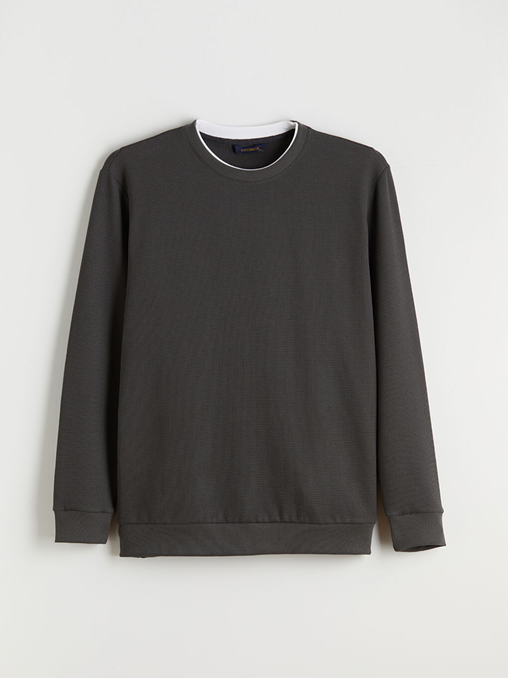 Antrasit Büyük Beden Bisiklet Yaka Erkek Sweatshirt-4