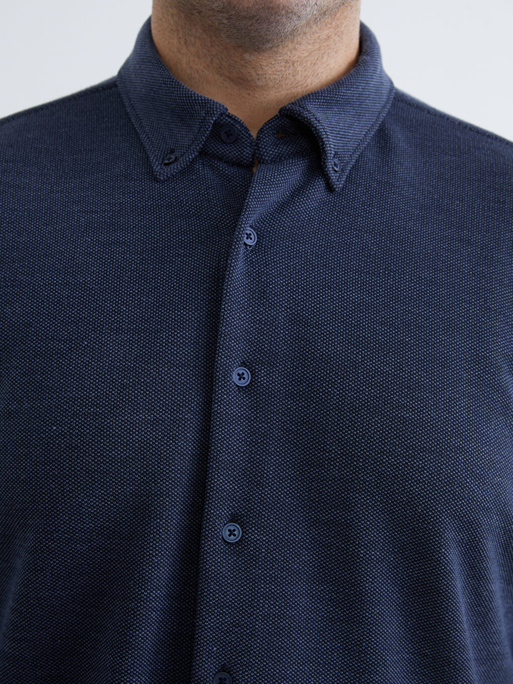 Lacivert Büyük Beden Regular Fit Uzun Kollu Erkek Gömlek-5