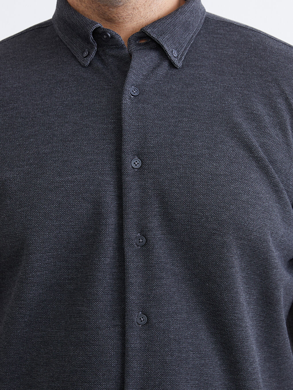 Antrasit Büyük Beden Regular Fit Uzun Kollu Erkek Gömlek-2