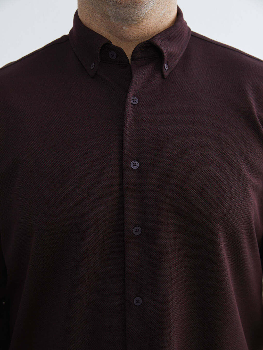 Bordo Büyük Beden Regular Fit Uzun Kollu Erkek Gömlek-2
