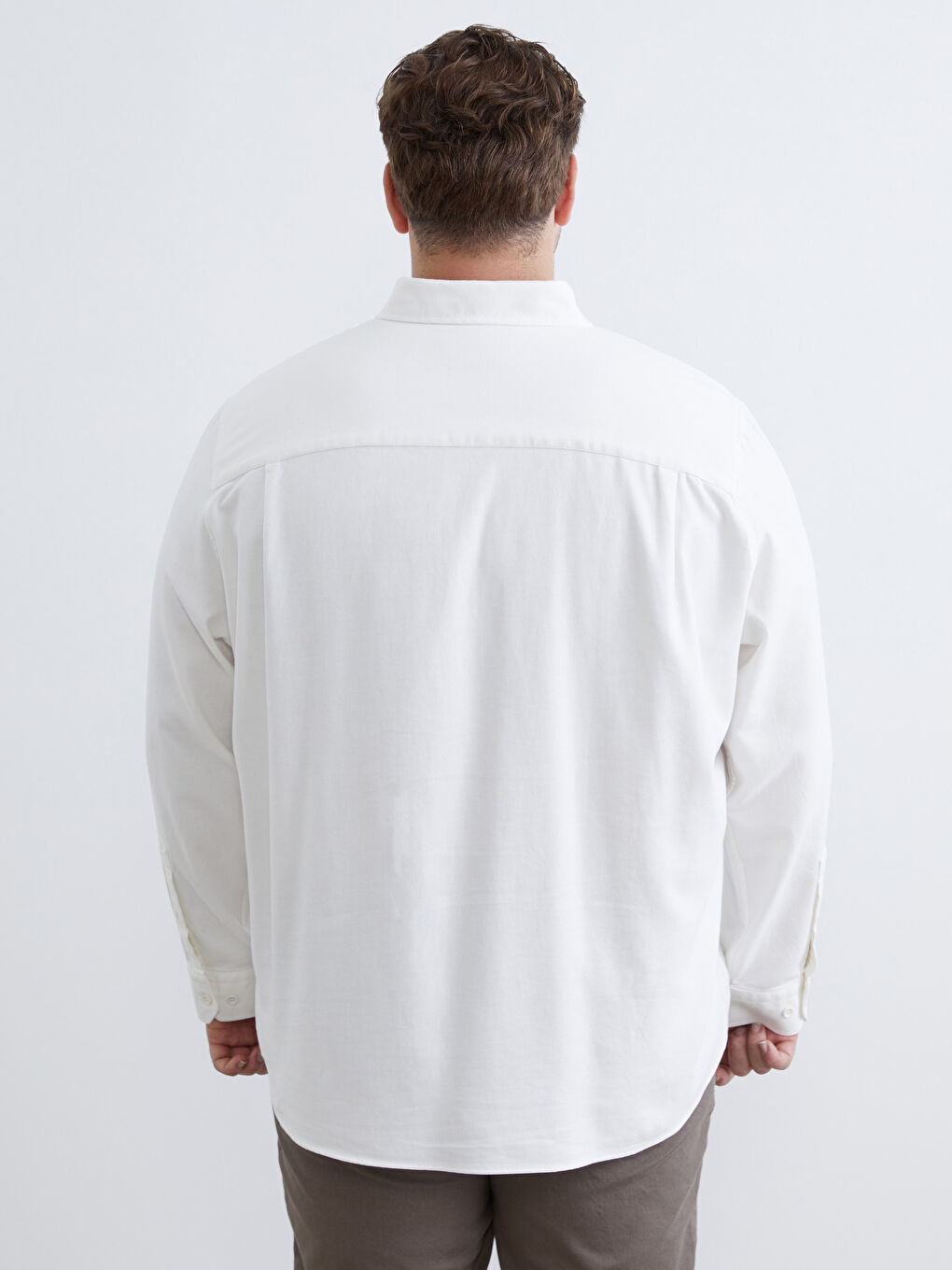 Beyaz Regular Fit Uzun Kollu Erkek Oduncu Gömlek-7