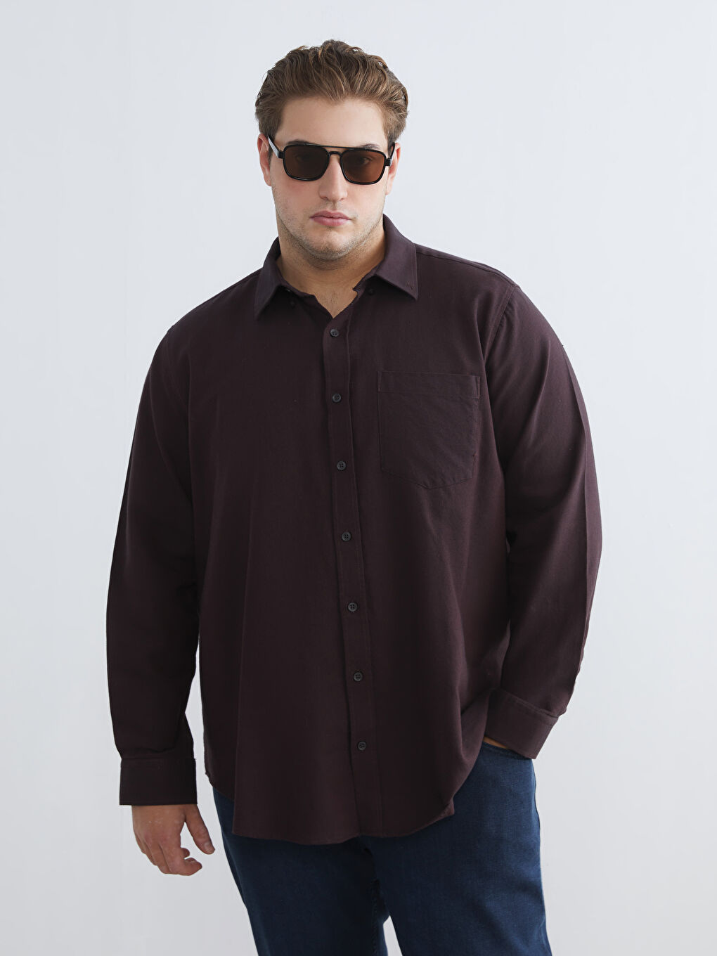 Mürdüm Regular Fit Uzun Kollu Erkek Oduncu Gömlek