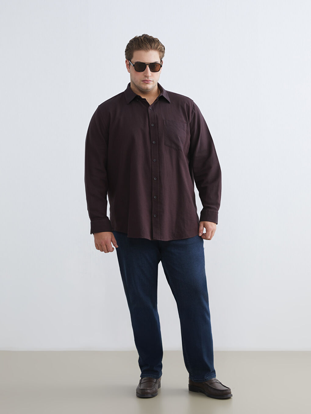 Mürdüm Regular Fit Uzun Kollu Erkek Oduncu Gömlek-1