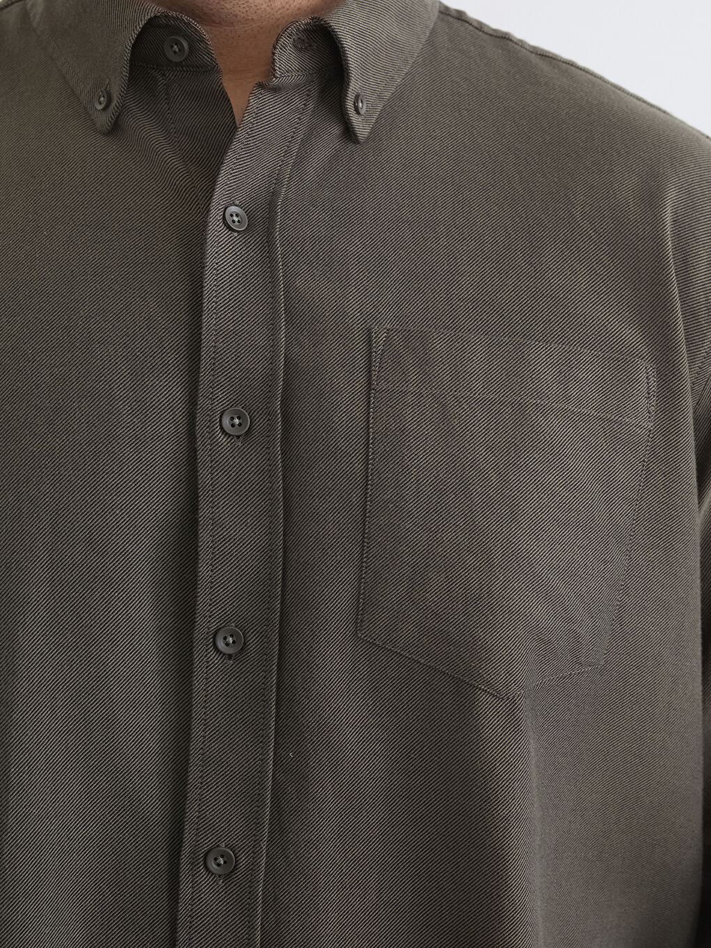 Haki Regular Fit Uzun Kollu Erkek Oduncu Gömlek-4
