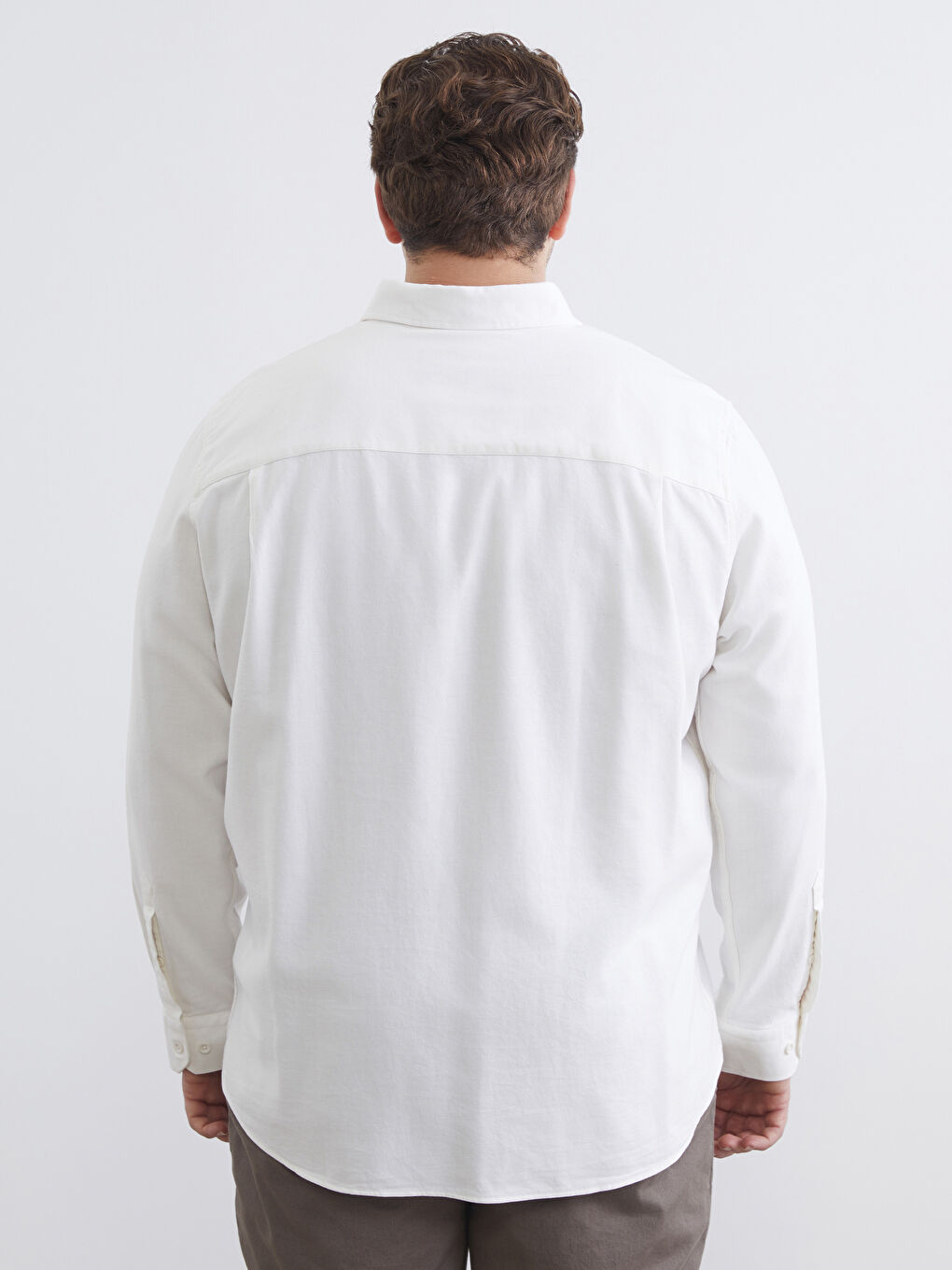 Beyaz Regular Fit Uzun Kollu Erkek Oduncu Gömlek-6