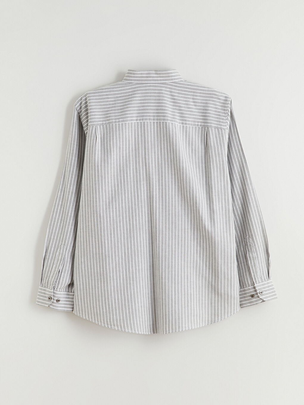 Haki Büyük Beden Regular Fit Uzun Kollu Çizgili Erkek Gömlek-5