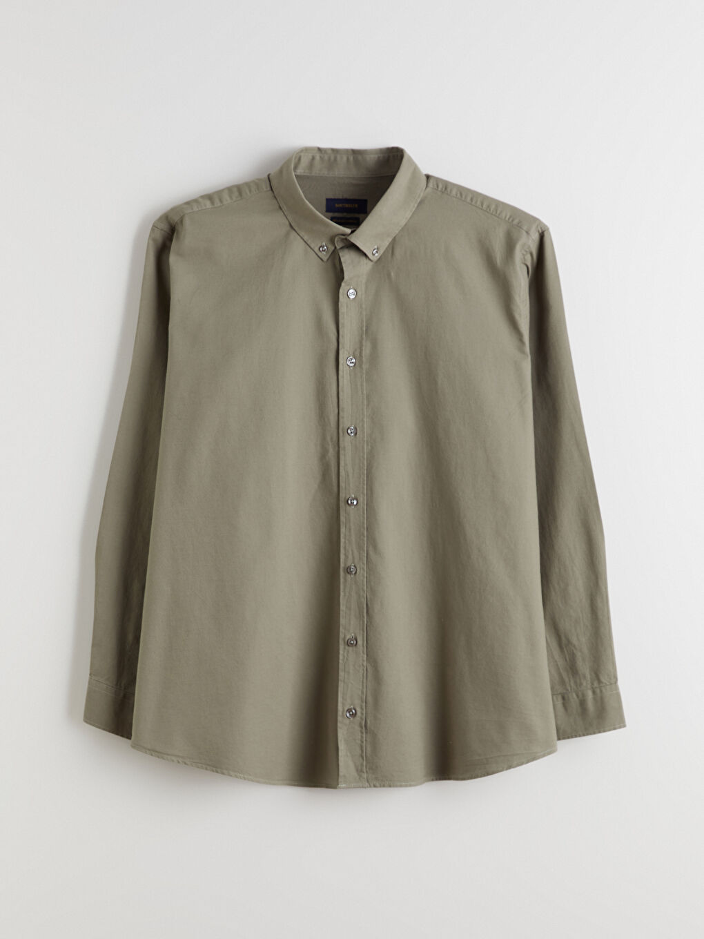 Haki Büyük Beden Regular Fit Uzun Kollu Armürlü Erkek Gömlek-8