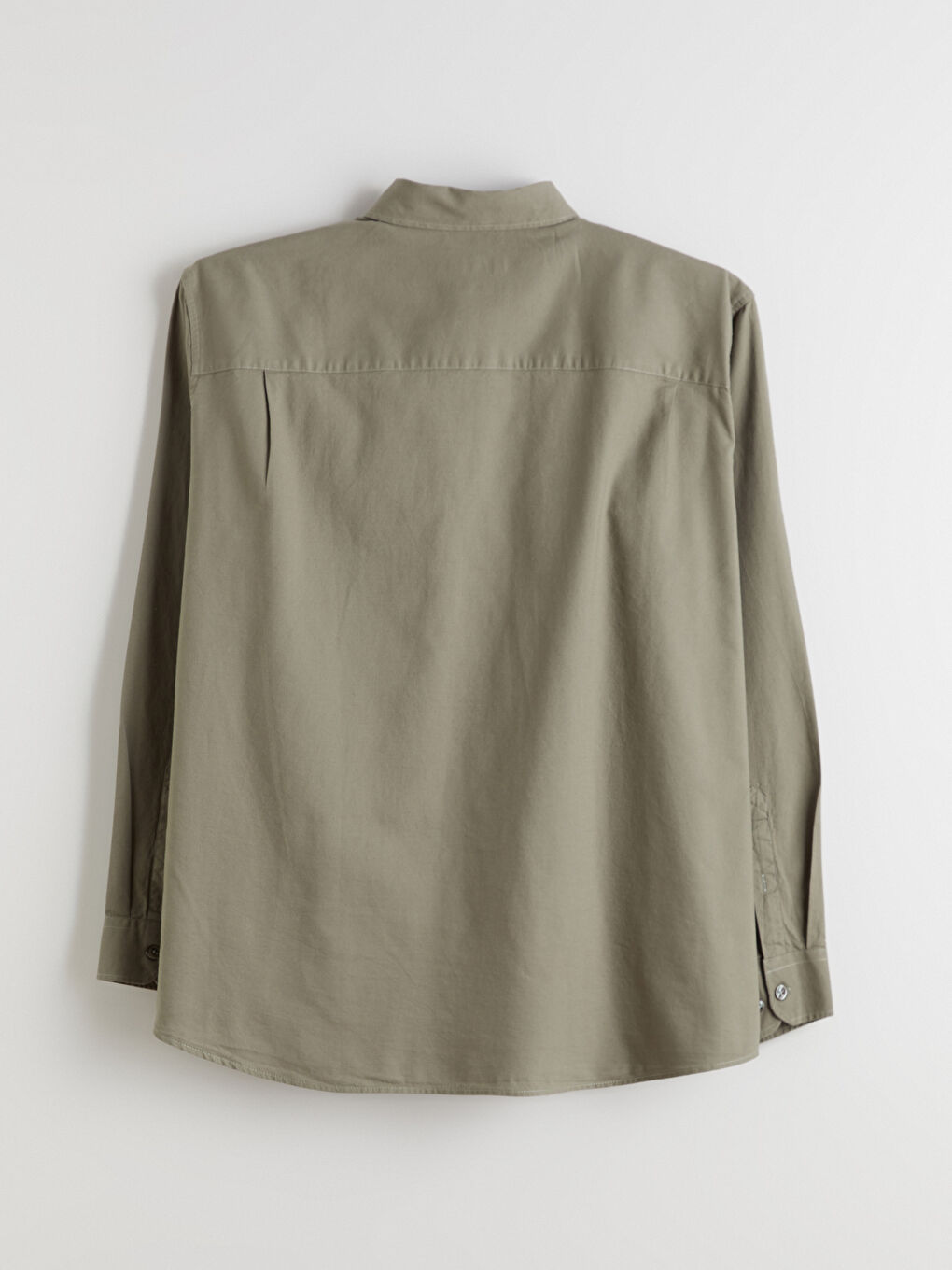 Haki Büyük Beden Regular Fit Uzun Kollu Armürlü Erkek Gömlek-9