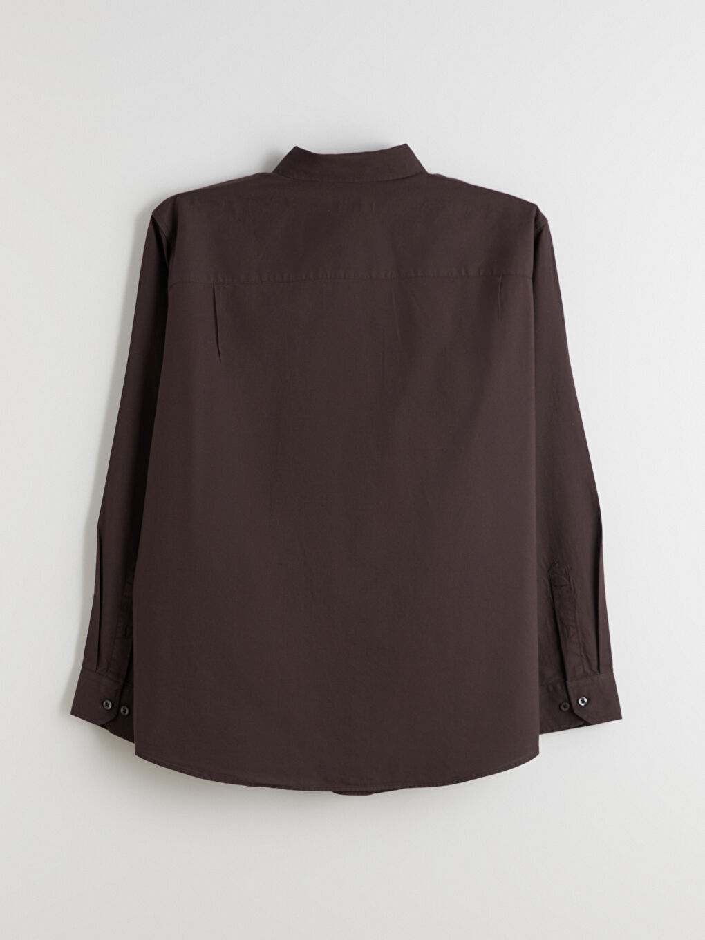 Kahverengi Büyük Beden Regular Fit Uzun Kollu Armürlü Erkek Gömlek-5