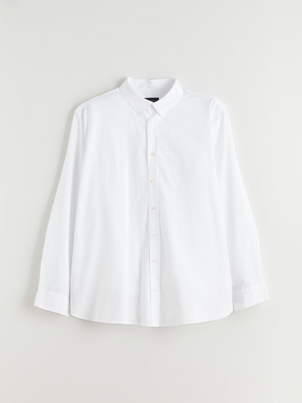 Beyaz Büyük Beden Regular Fit Uzun Kollu Armürlü Erkek Gömlek-4