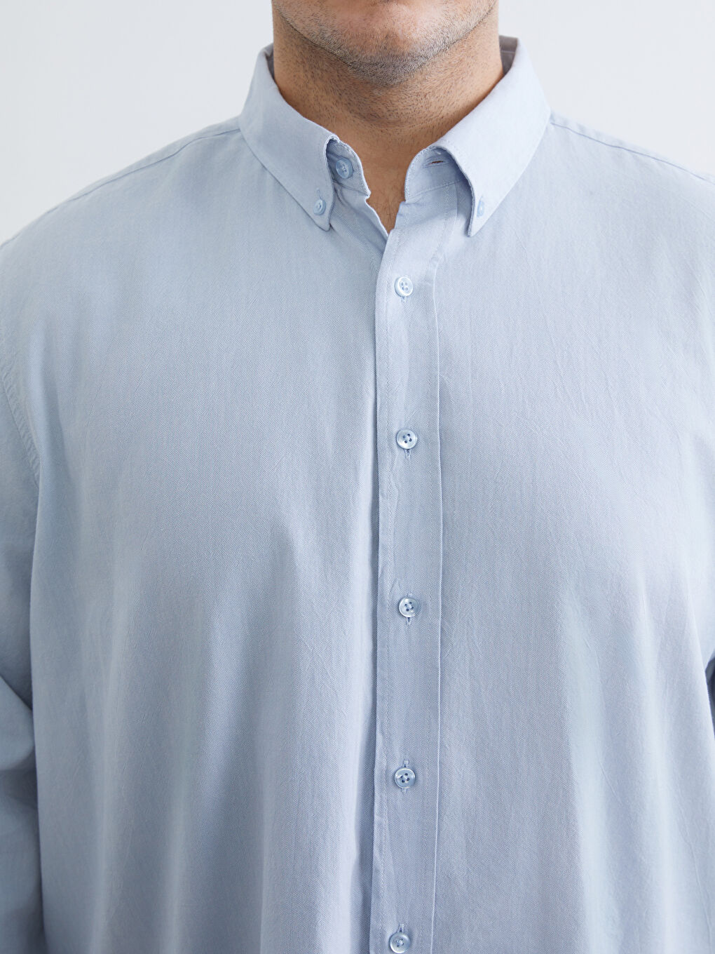 Mavi Büyük Beden Regular Fit Uzun Kollu Armürlü Erkek Gömlek-2