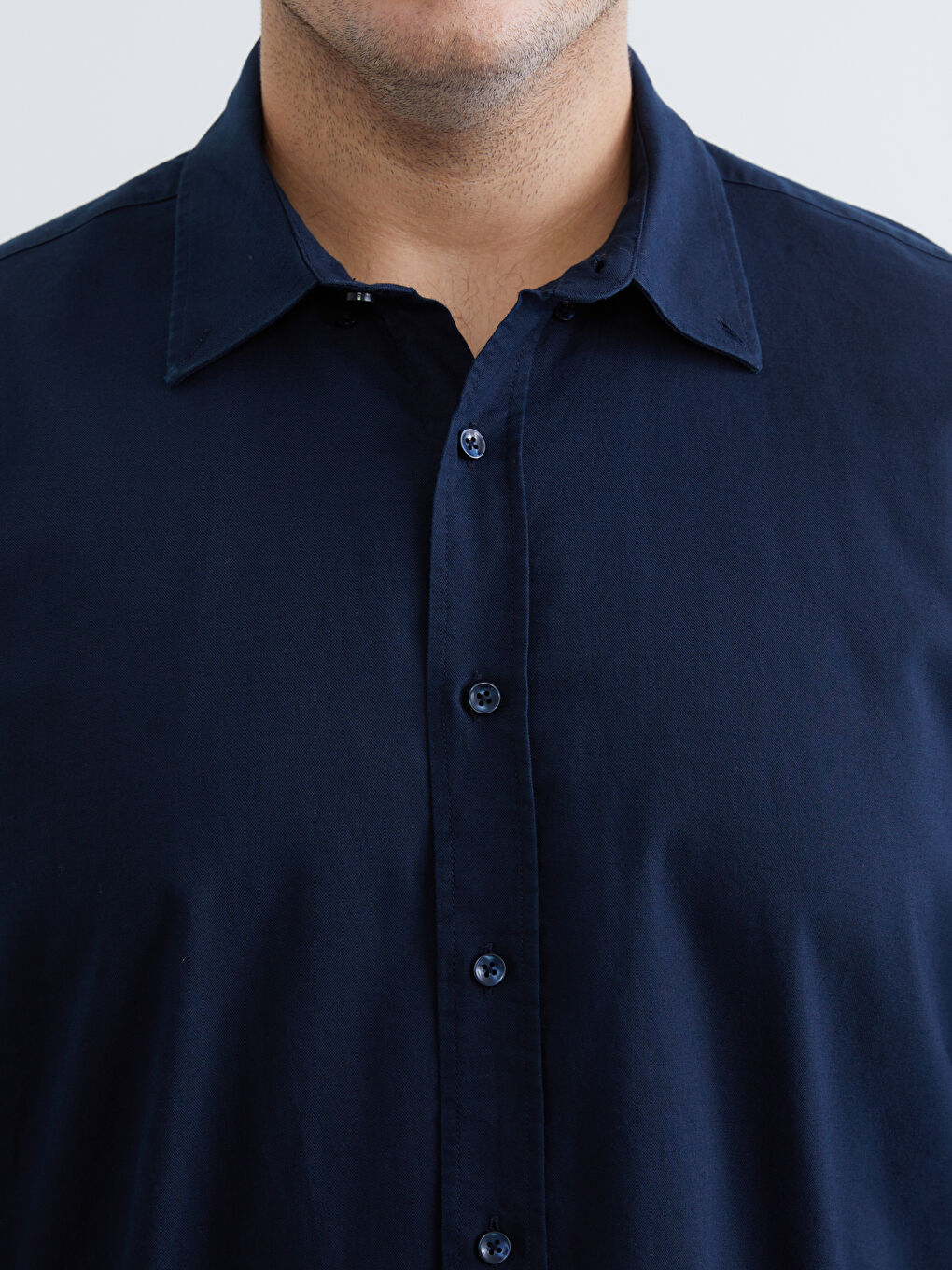 Lacivert Büyük Beden Regular Fit Uzun Kollu Armürlü Erkek Gömlek-2