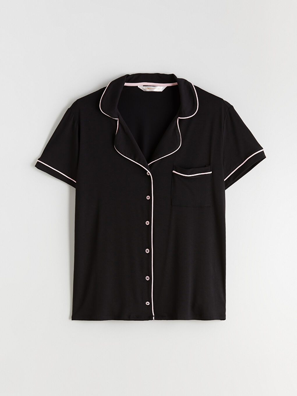 Siyah Gömlek Yaka Kadın Pijama Takımı-5