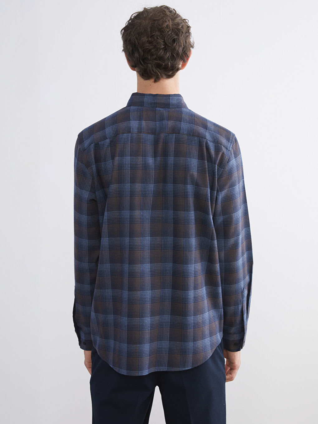 Kahverengi Regular Fit Uzun Kollu Ekose Erkek Gömlek-3