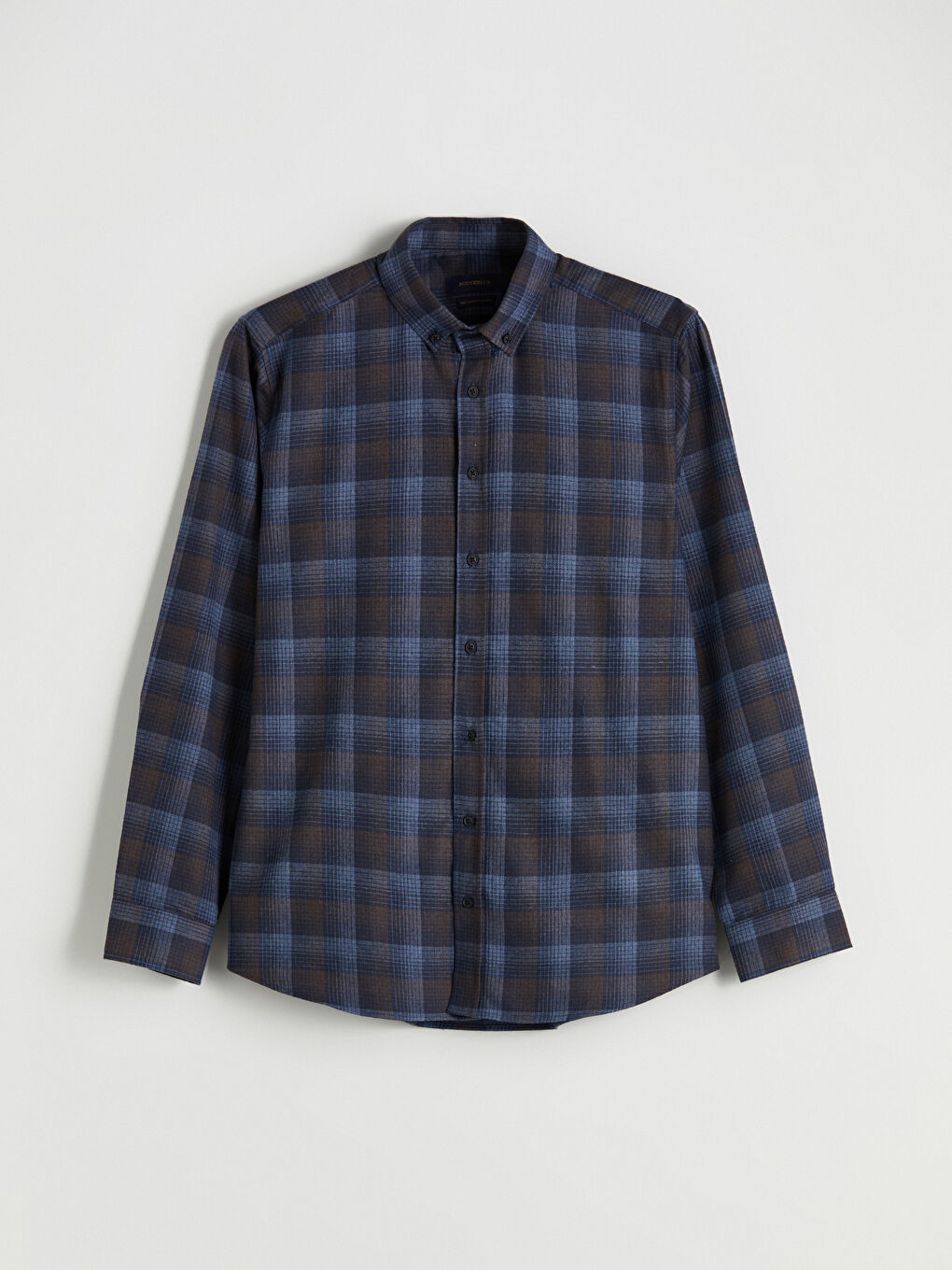 Kahverengi Regular Fit Uzun Kollu Ekose Erkek Gömlek-4