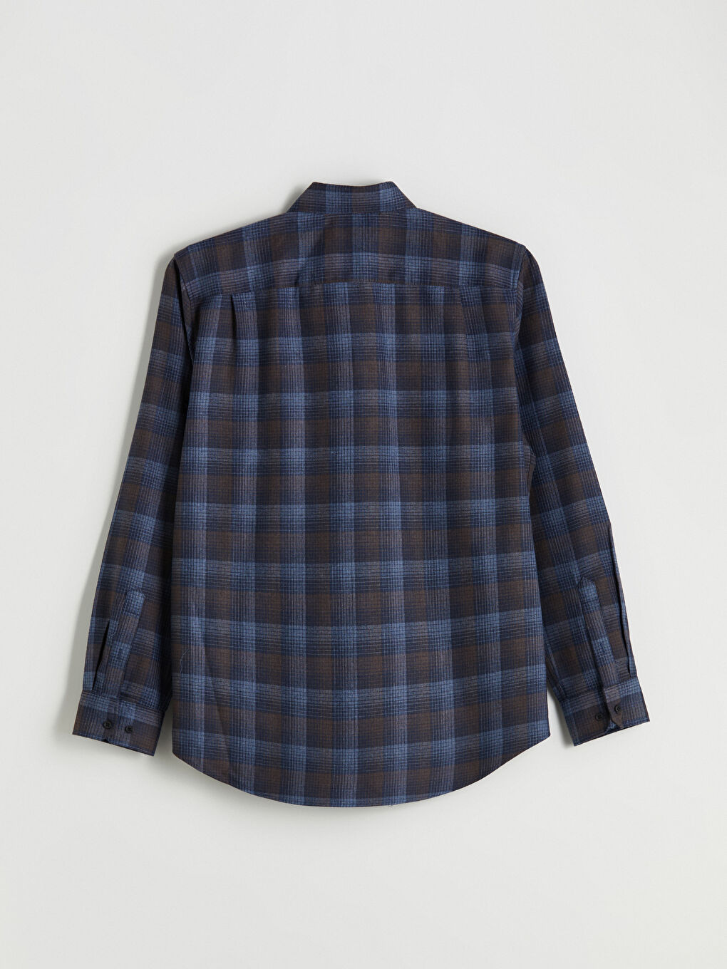 Kahverengi Regular Fit Uzun Kollu Ekose Erkek Gömlek-5