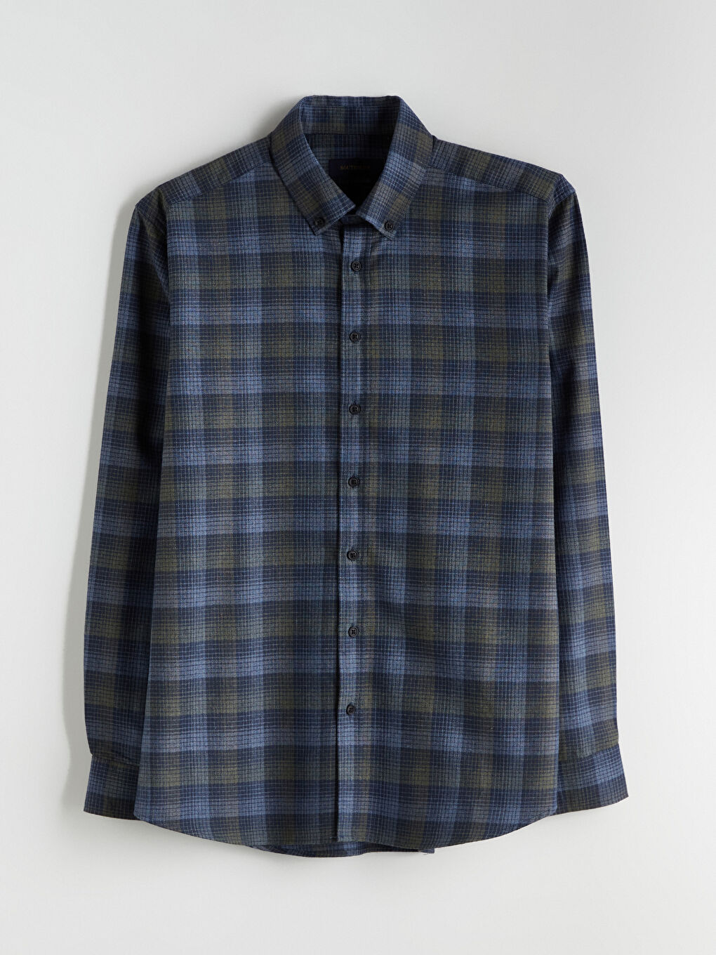 Lacivert Regular Fit Uzun Kollu Ekose Erkek Gömlek-4