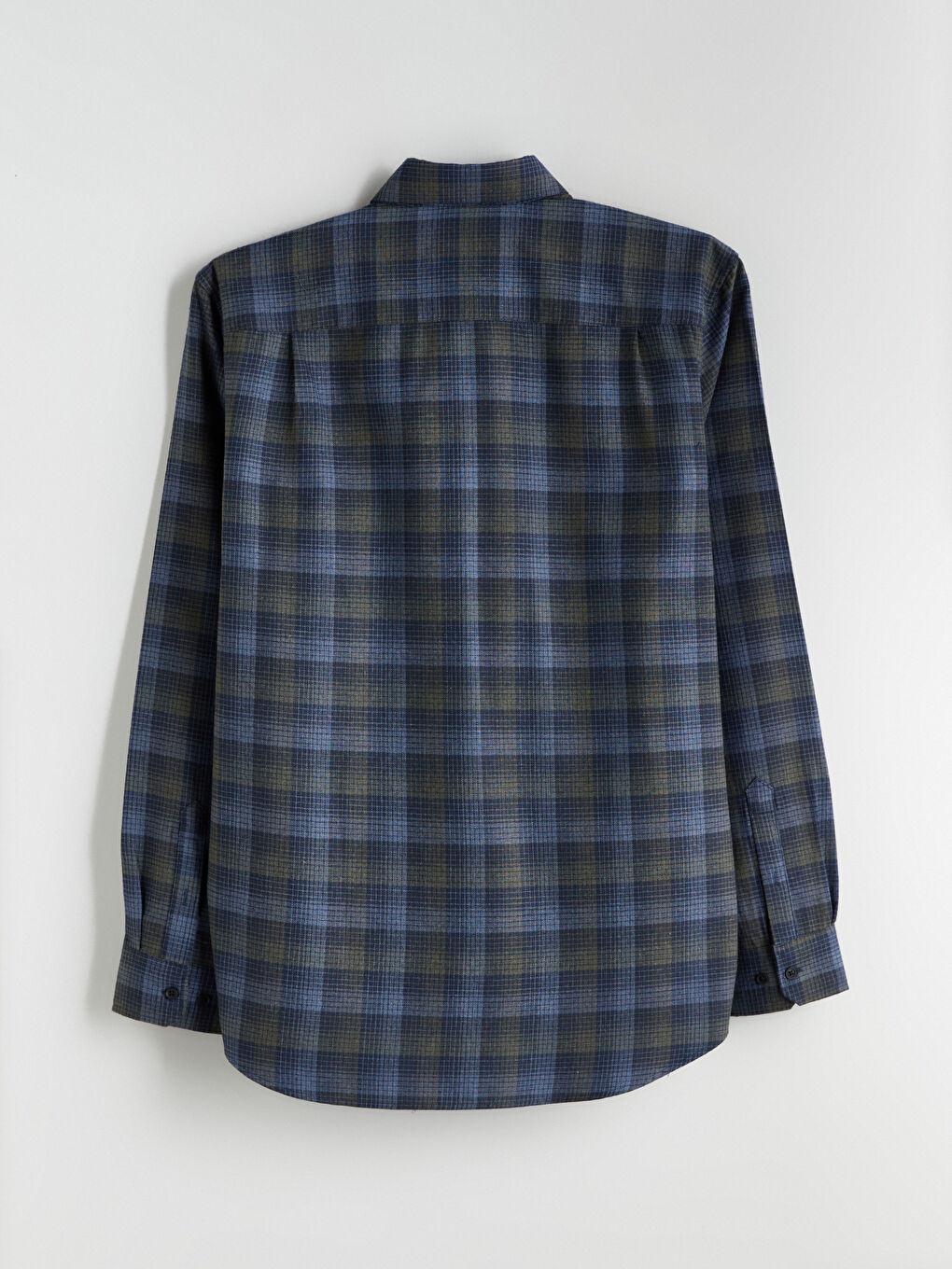 Lacivert Regular Fit Uzun Kollu Ekose Erkek Gömlek-5