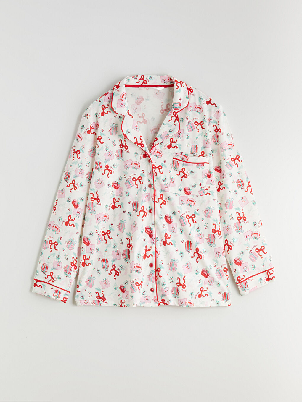 Пижамный комплект с отложным воротником на рождественскую тематику для женщин-5