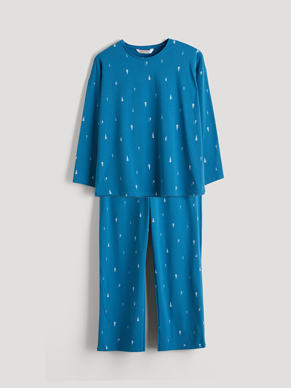 Turkuaz Bisiklet Yaka Yılbaşı Temalı Kadın Pijama Takımı-4