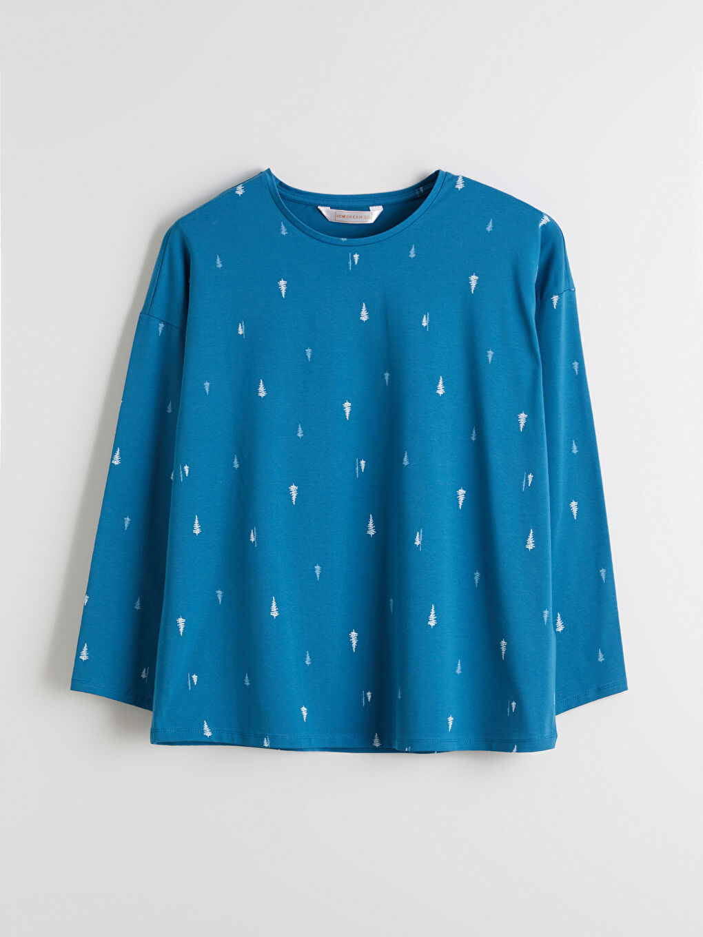 Turkuaz Bisiklet Yaka Yılbaşı Temalı Kadın Pijama Takımı-5