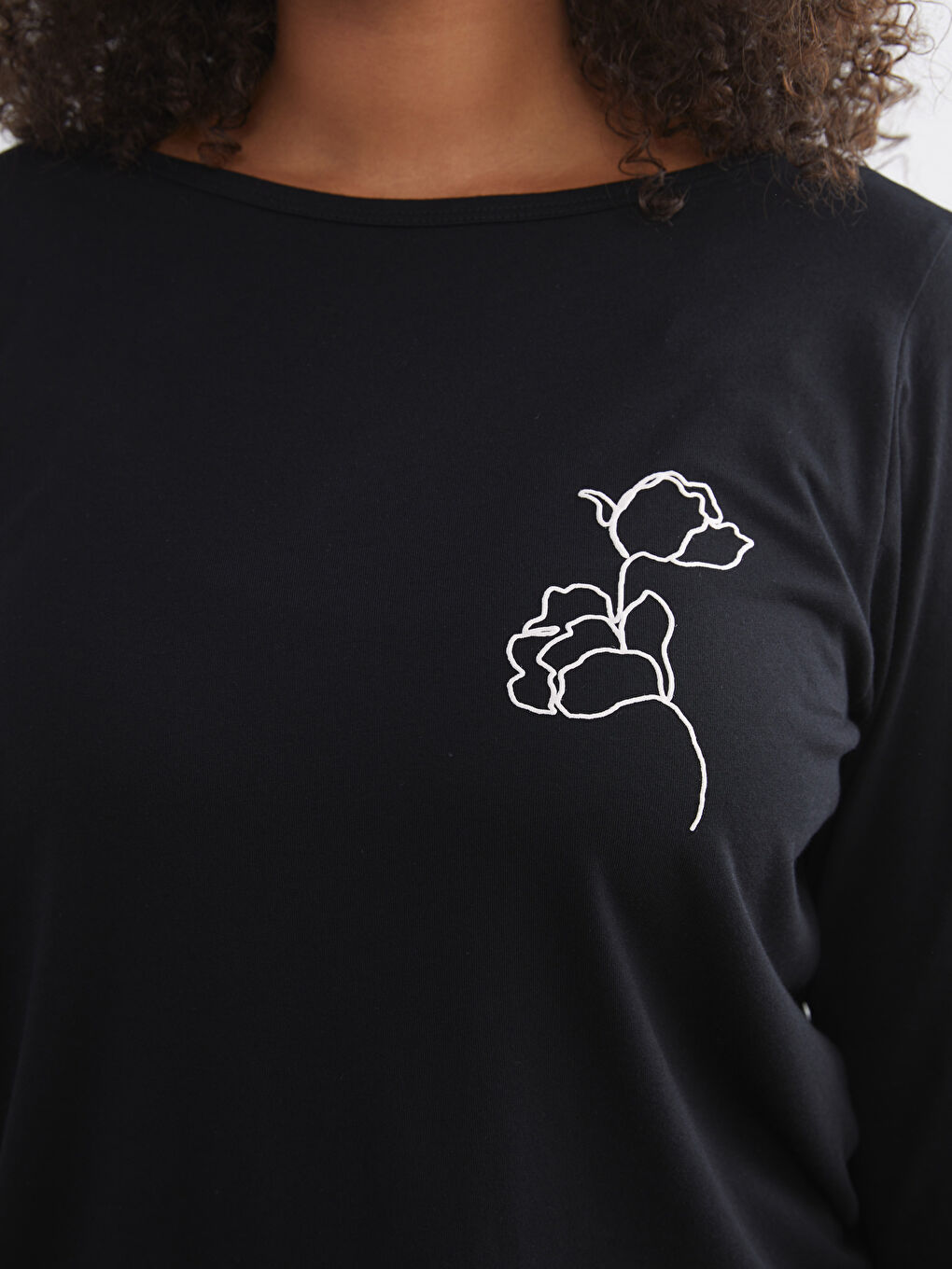 Siyah Büyük Beden Baskılı Kadın Pijama Takımı-2