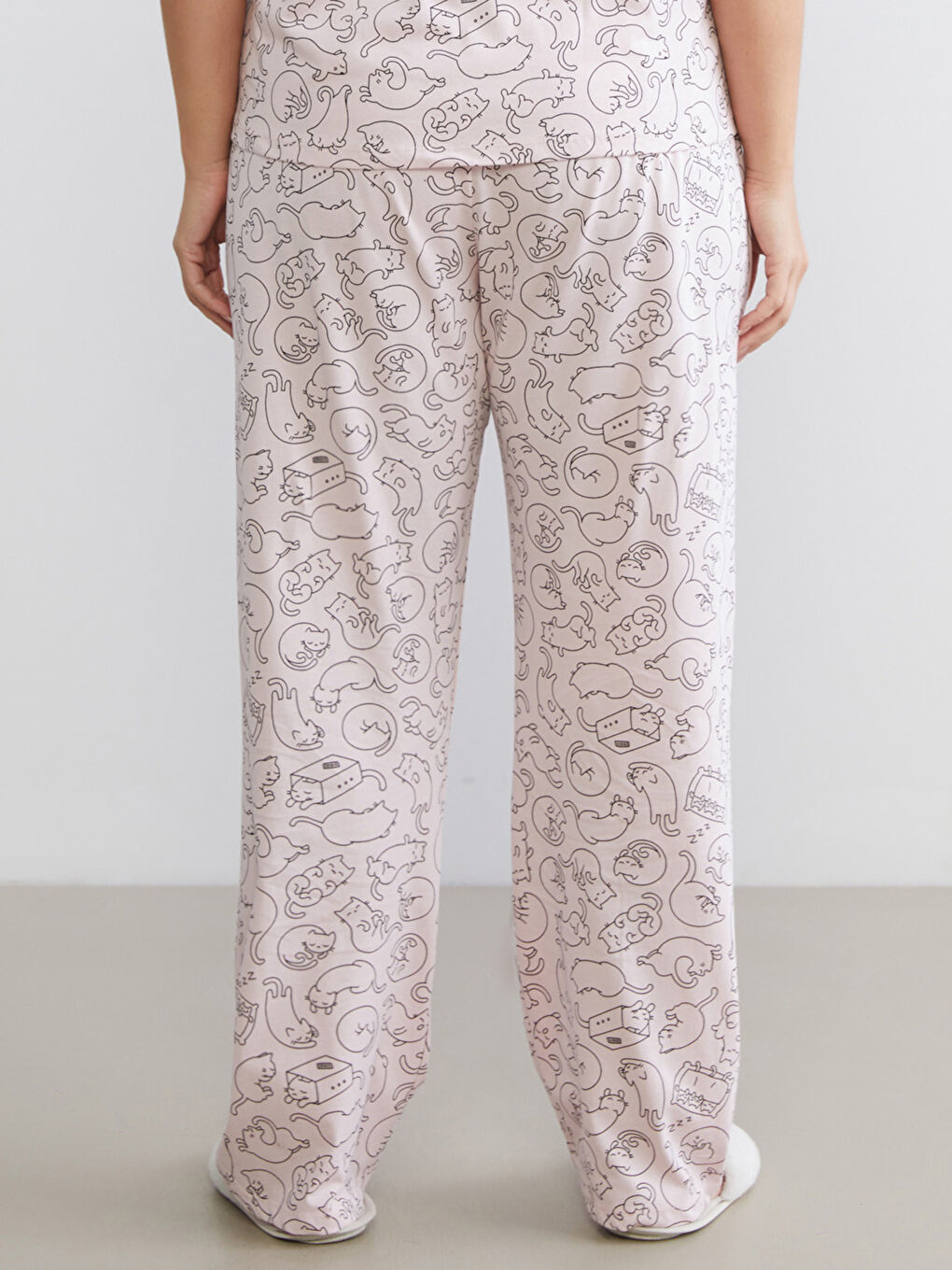 Pembe Büyük Beden Desenli Kadın Pijama Altı-1