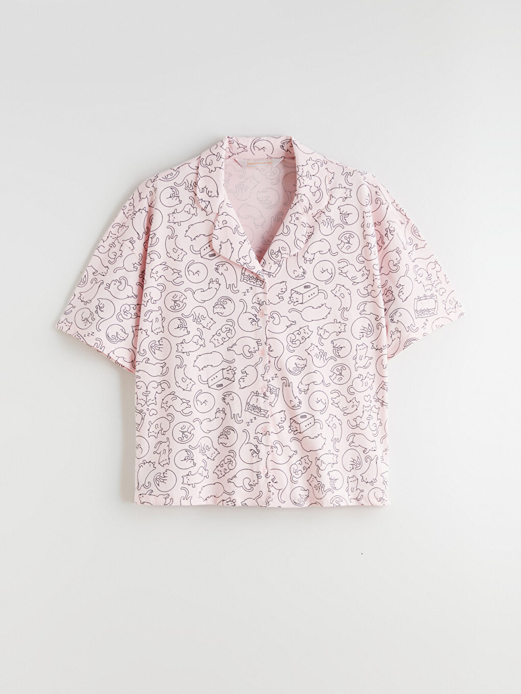 Pembe Büyük Beden Gömlek Yaka Kadın Pijama Takımı-5