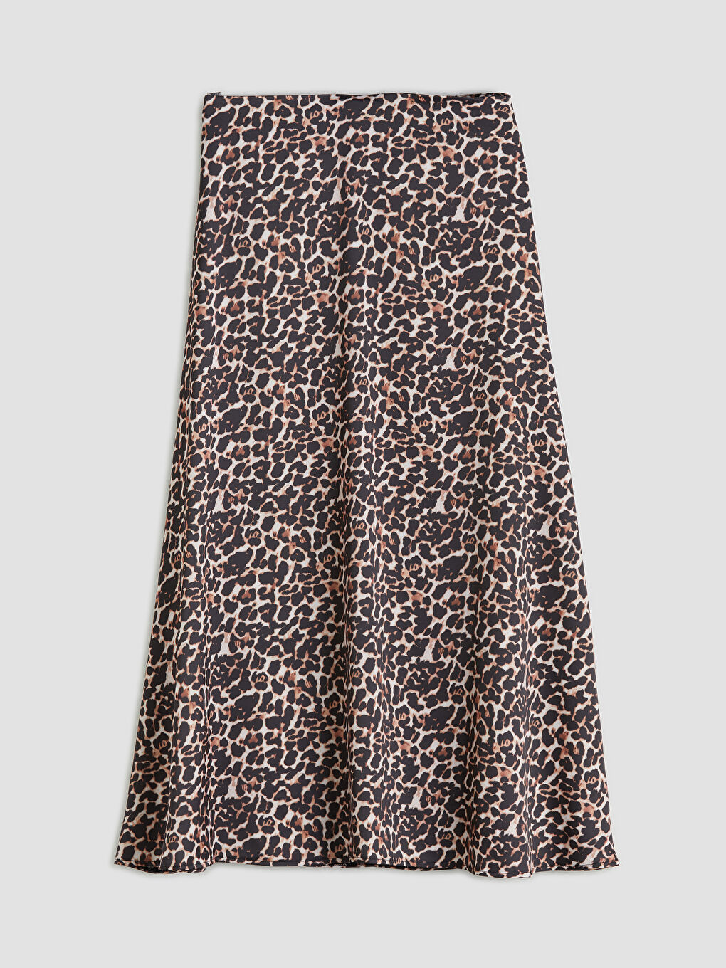 Kahverengi Beli Fermuarlı Leopar Desenli A Kesim Etek-4