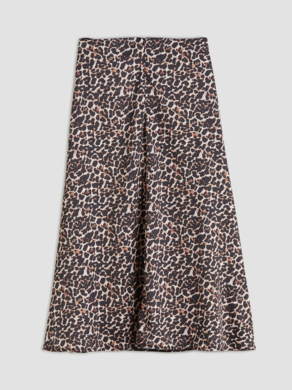 Kahverengi Beli Fermuarlı Leopar Desenli A Kesim Etek-5