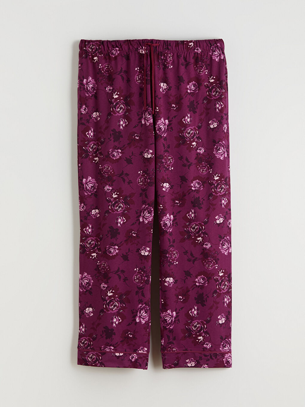 Kırmızı Bisiklet Yaka Çiçekli Kadın Pijama Takımı-10