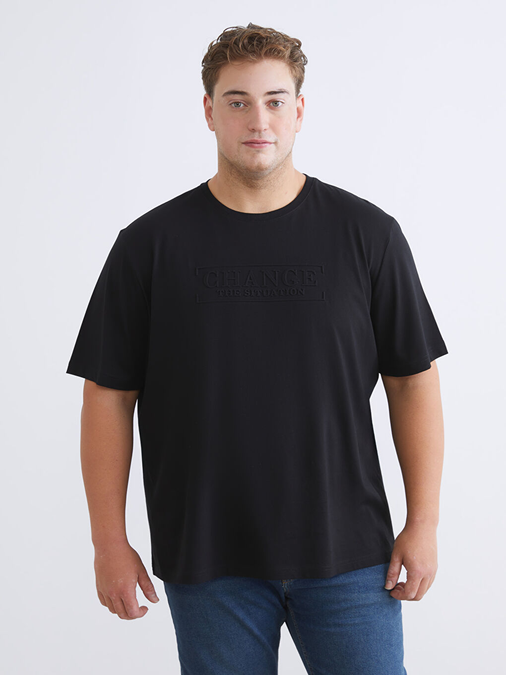 Plus Size Embossed Printed Jersey Men's T-Shirt-1