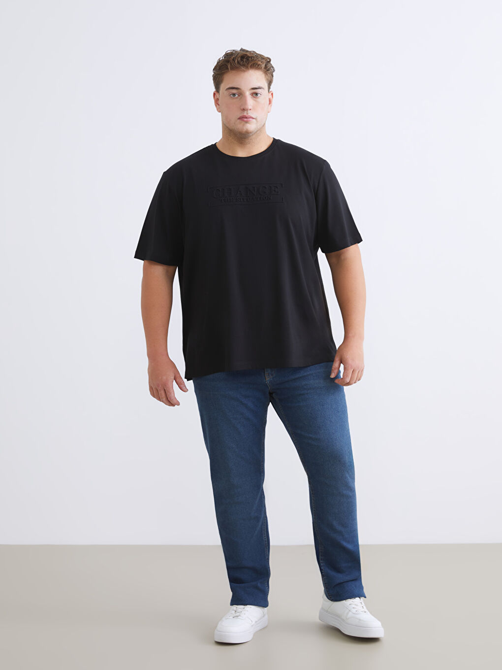 Plus Size Embossed Printed Jersey Men's T-Shirt-5