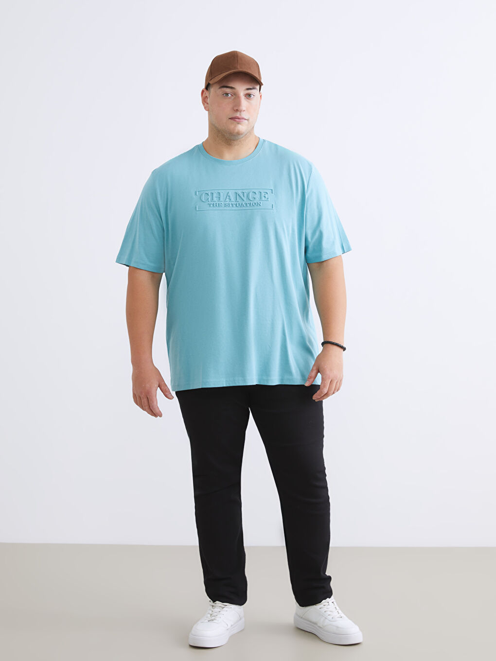 Plus Size Embossed Printed Jersey Men's T-Shirt-4
