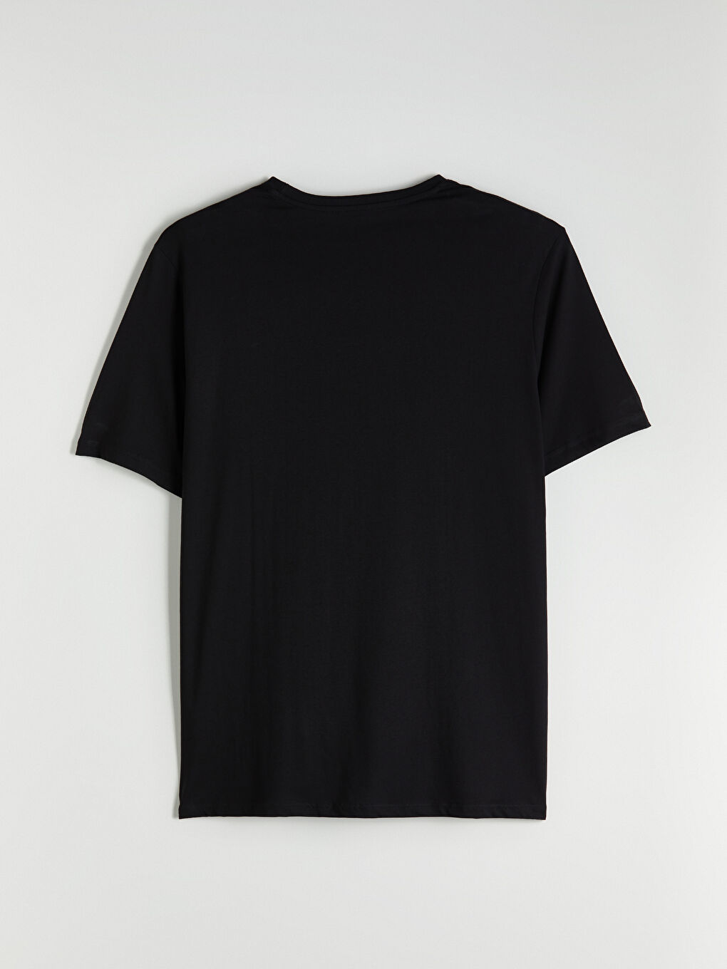 Siyah Büyük Beden Bisiklet Yaka Baskılı Erkek Tişört-5