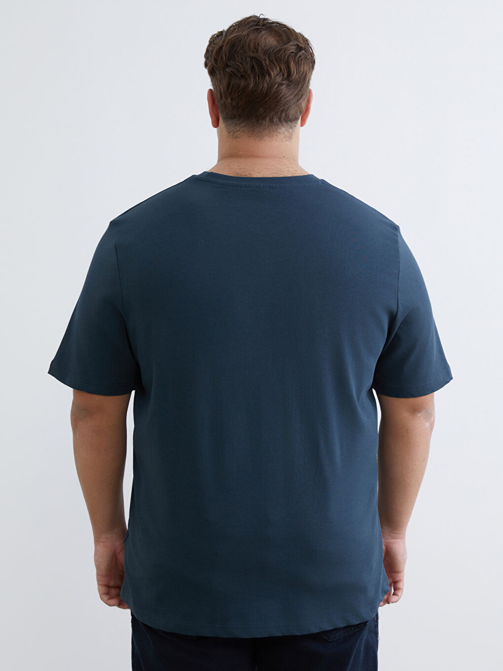 Petrol Büyük Beden Baskılı Penye Erkek Tişört-3