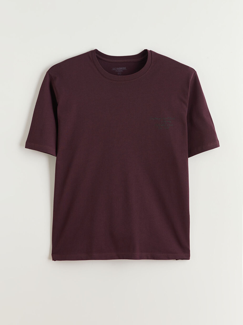 Mürdüm Büyük Beden Baskılı Penye Erkek Tişört-4