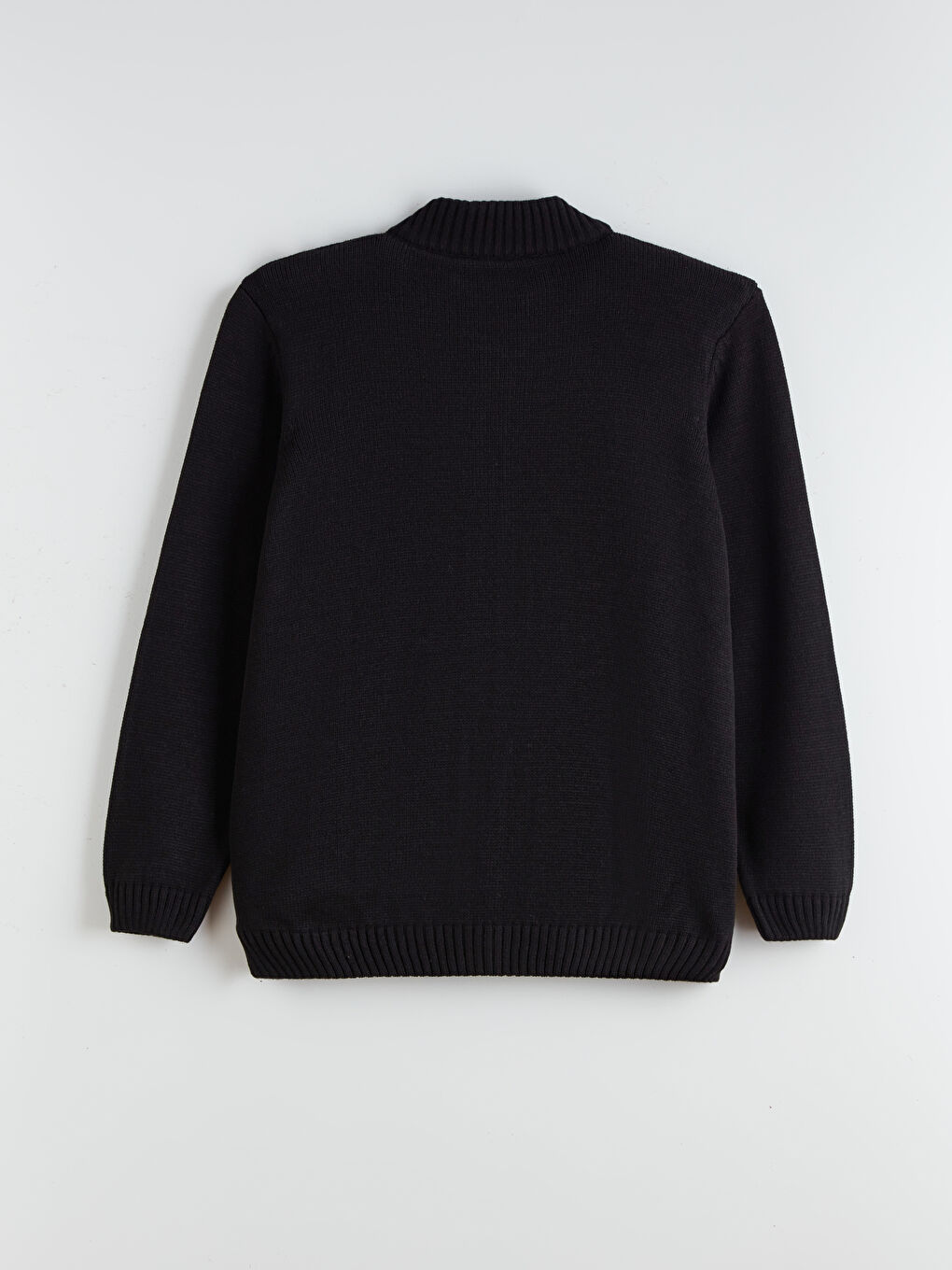 Siyah Standart Kalıp Dik Yaka Erkek Triko Hırka-5