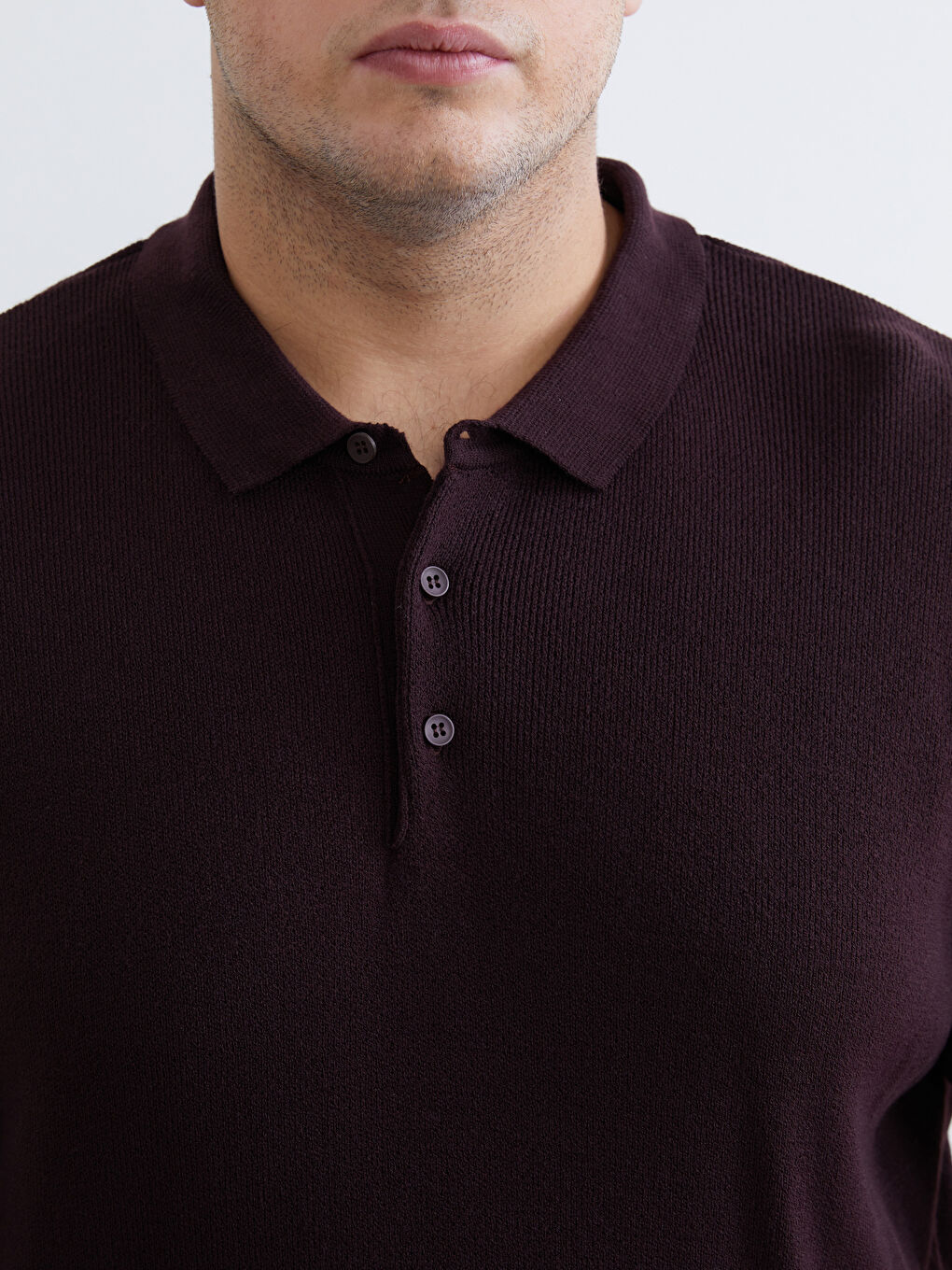 Bordo Polo Yaka Erkek Triko Kazak-2