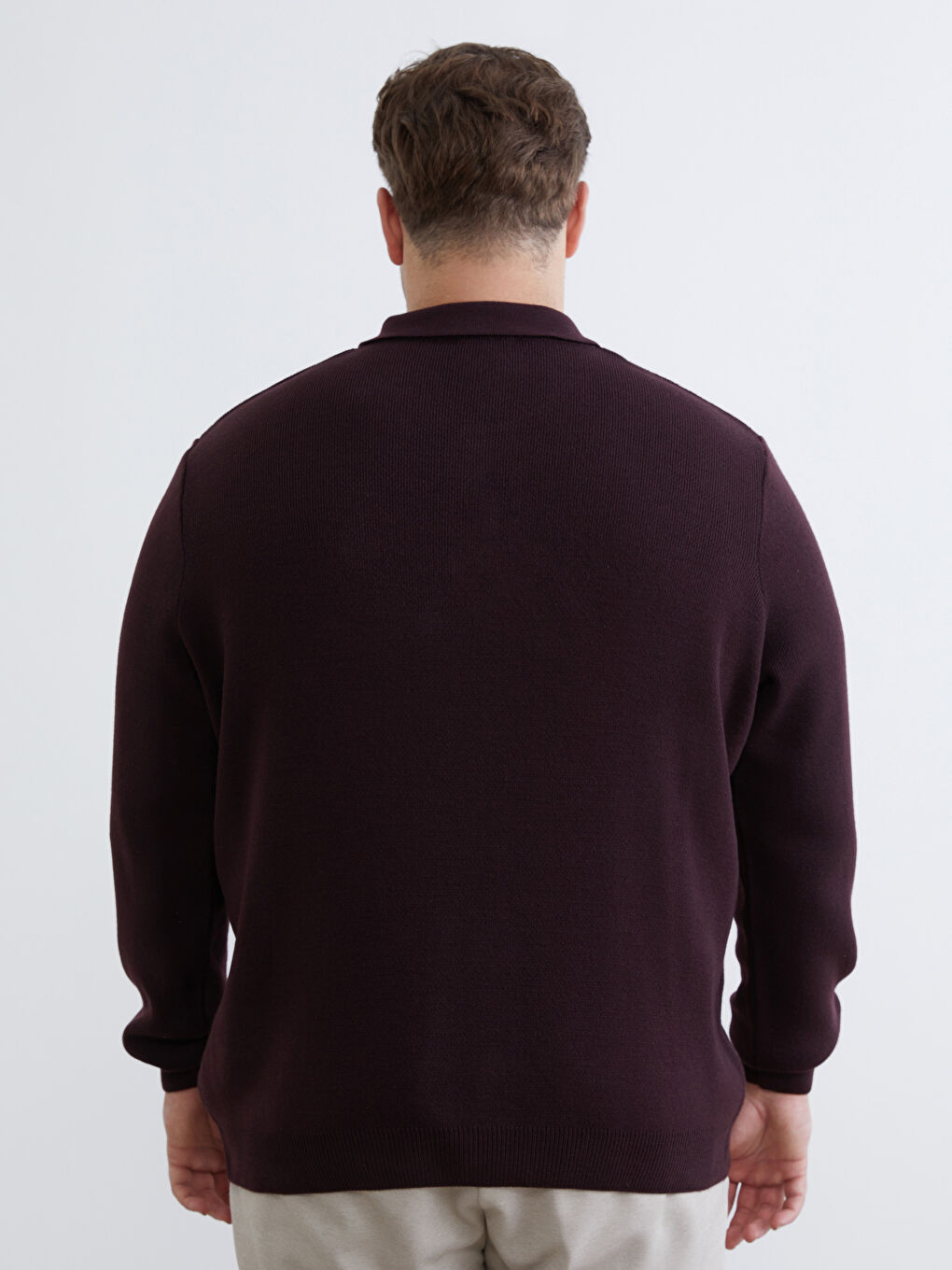 Bordo Polo Yaka Erkek Triko Kazak-3