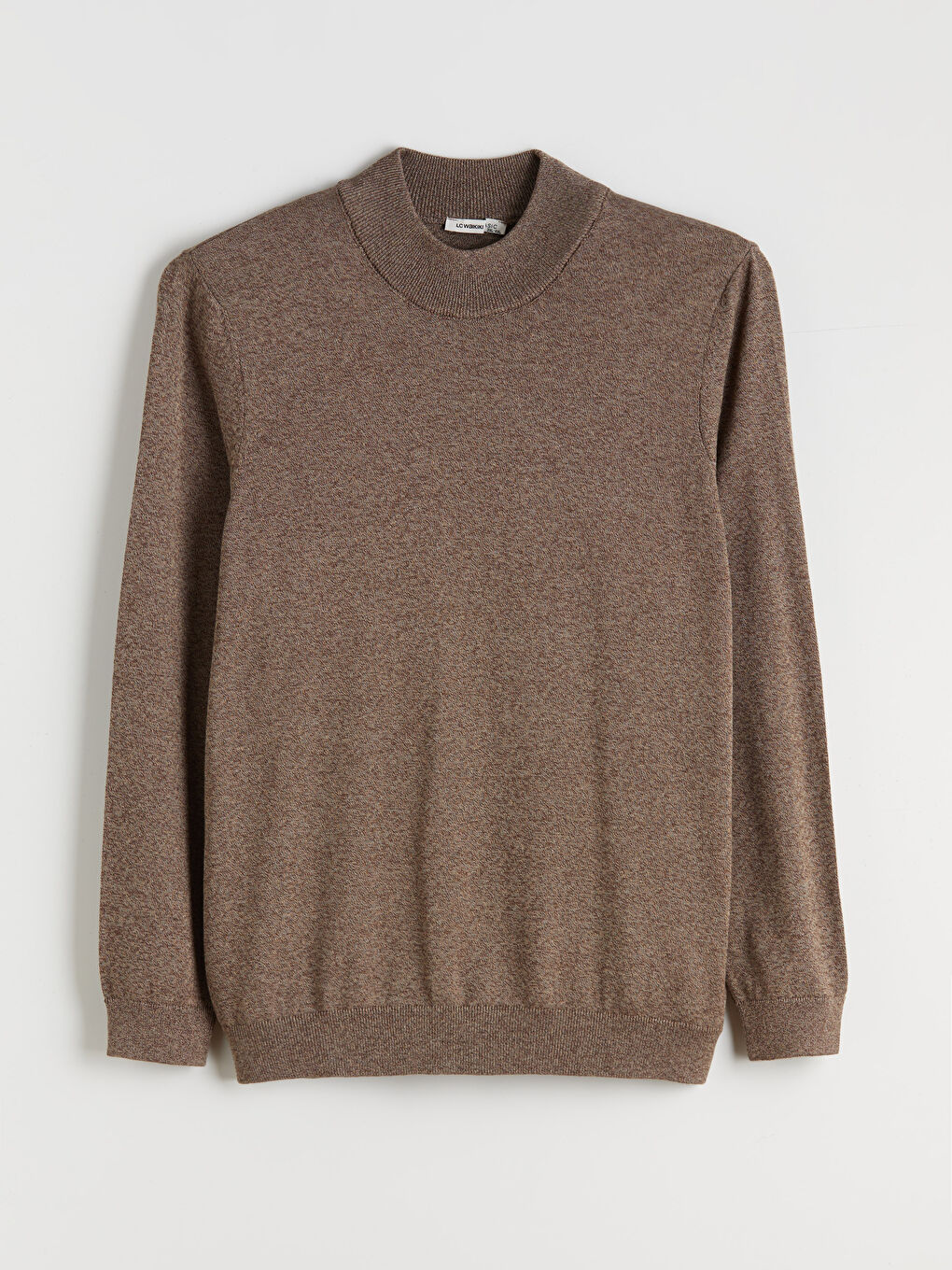 Kahverengi Büyük Beden Yarım Balıkçı Yaka Erkek Triko Kazak-4